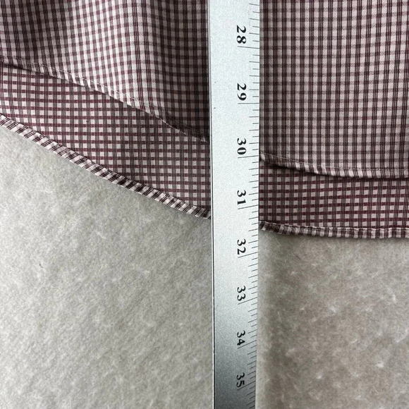 Pronto Uomo Dress Shirt Mens Size 17 34-35 Platinum Check Long Sleeve Cotton Red - Picture 9 of 9